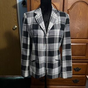 Villager Black and Gray Plaid zip up Blazer jacket